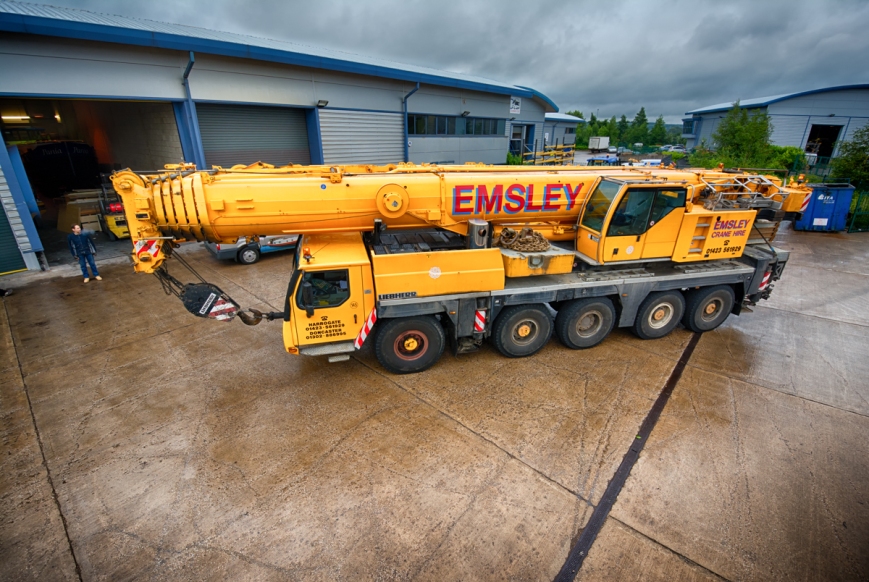 A mobile crane arrives at Piper Boat's plant in Biddulph.