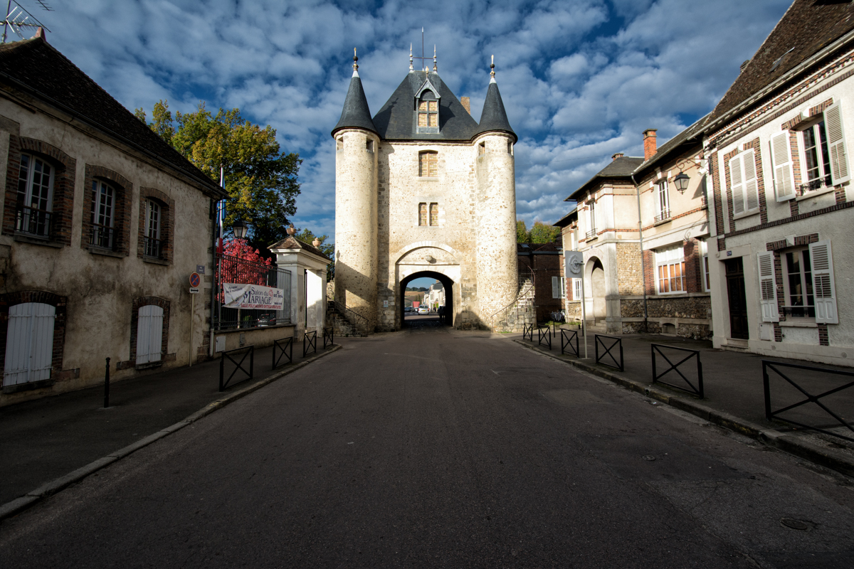 The Gate of Sens in Villeneuve-sur-Yonne:  On the opposite end of the village is the very similar Gate of Joigny.